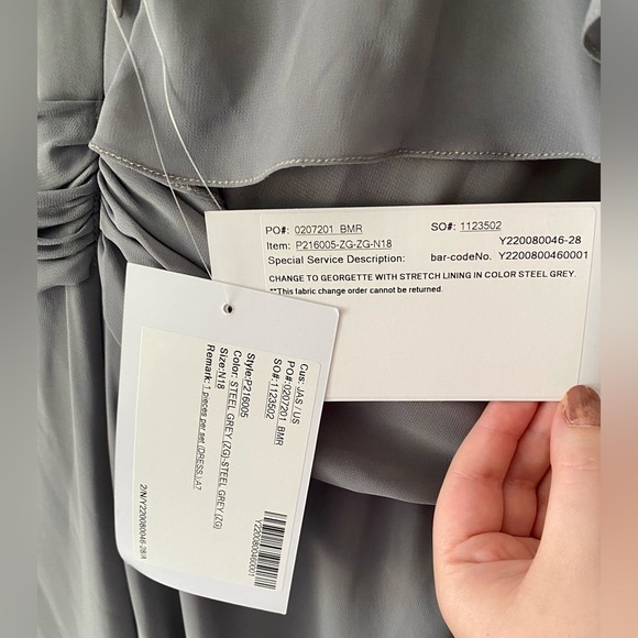 NWT Grey Charolette Chiffon Vneckline Long Dress - Picture 5 of 10